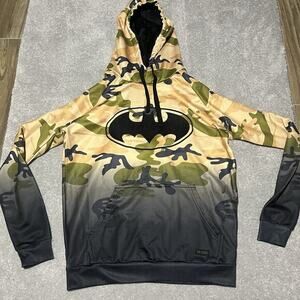 Batman Camo Hoodie Sweatshirt Mens Small Six Flags Big Logo Batman Symbol‎